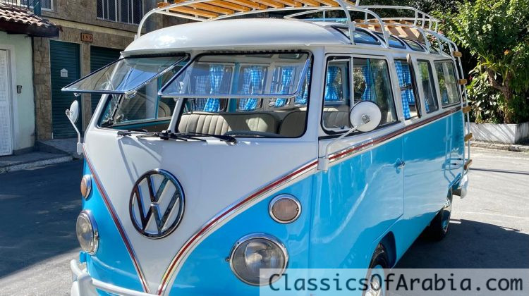 VW T1 split window bus Samba replica 1973